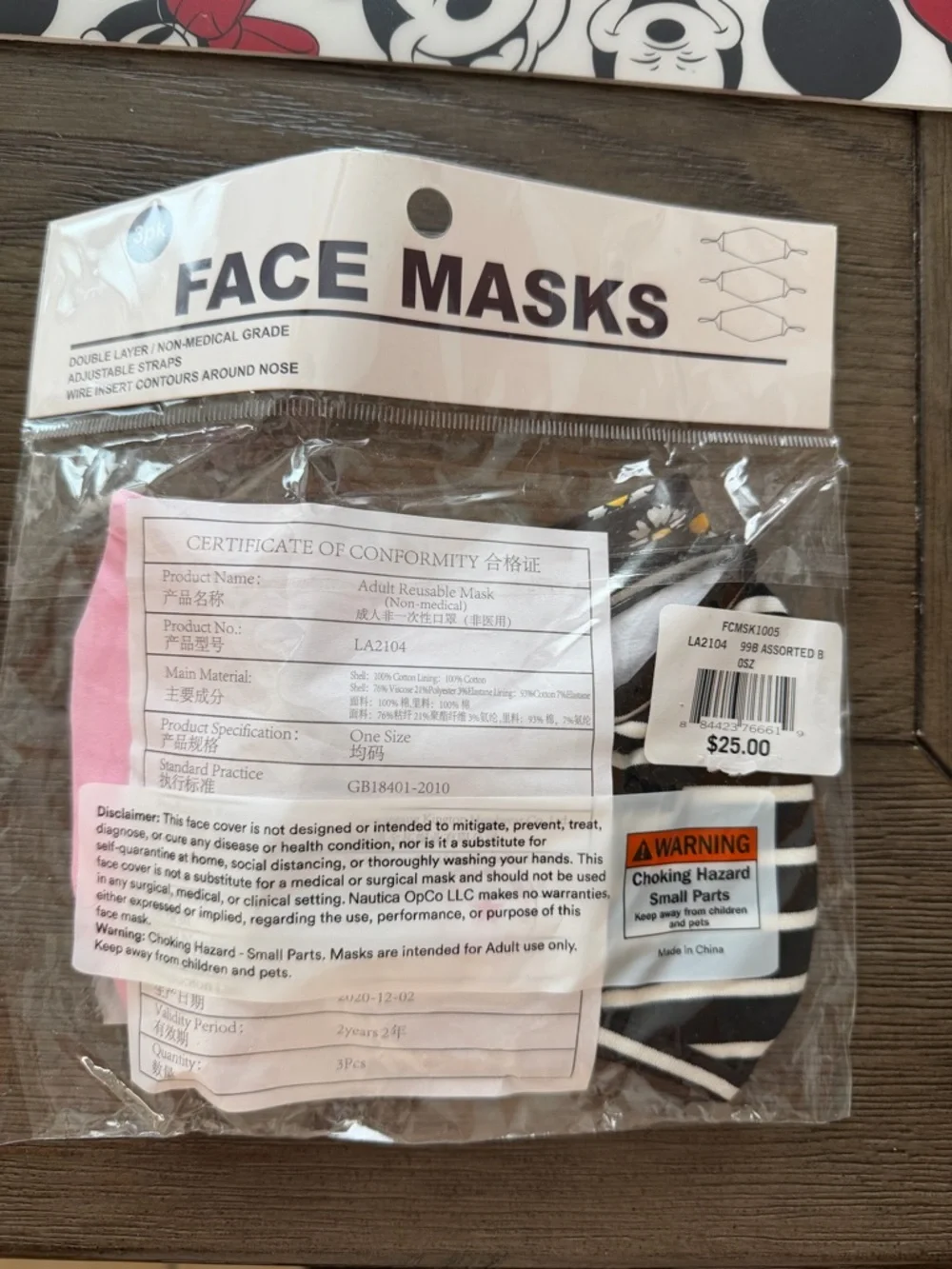 3-Pack Floral & Pink Reusable Face Masks